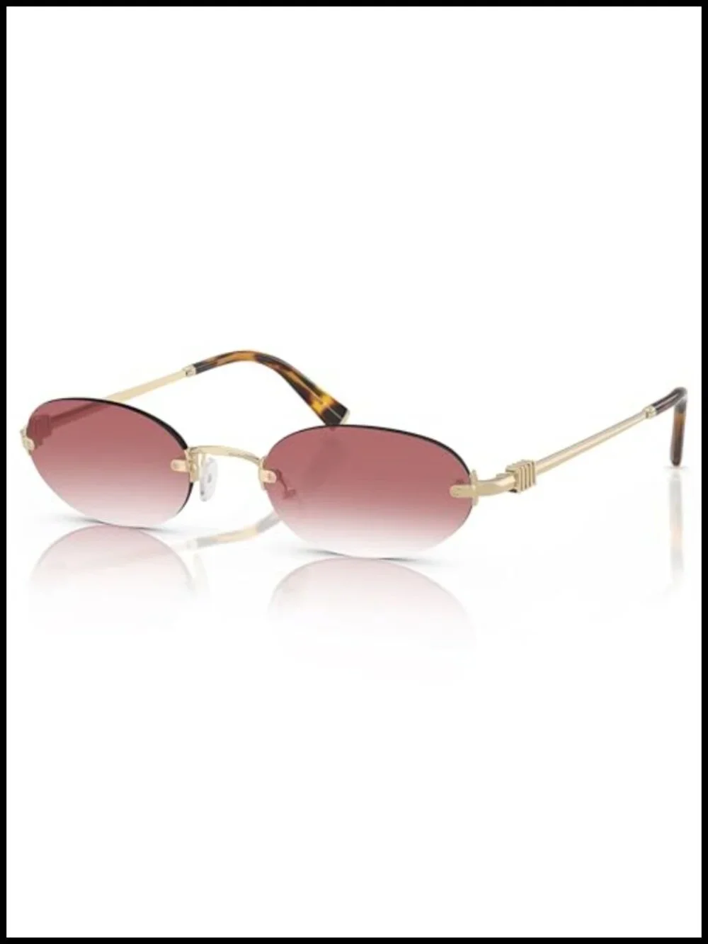 Retro Small Oval Rimless Sunglasses with UV400 Protection